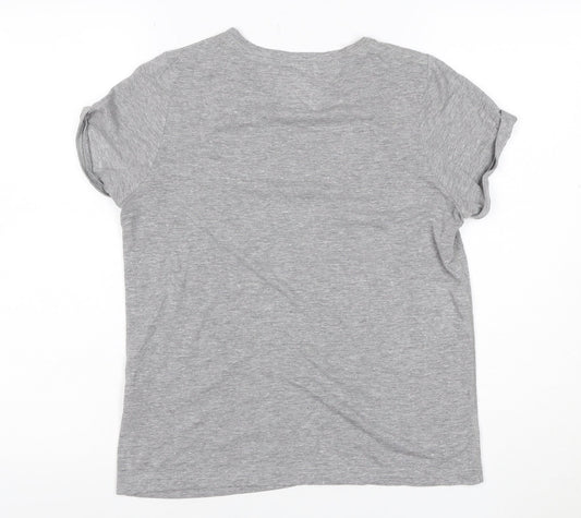 Jack Wills Women Grey UK 10 Slim Fit Logo Jersey T-Shirt