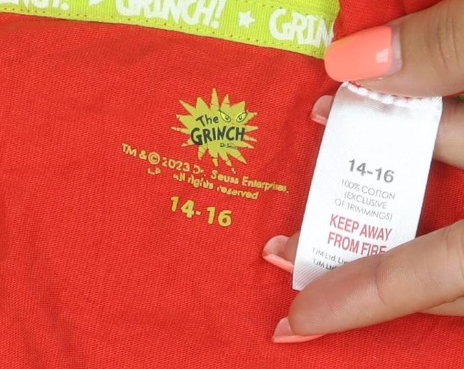 The Grinch Teens Red Size 14 Long Sleeve Christmas Pyjama Top Cotton