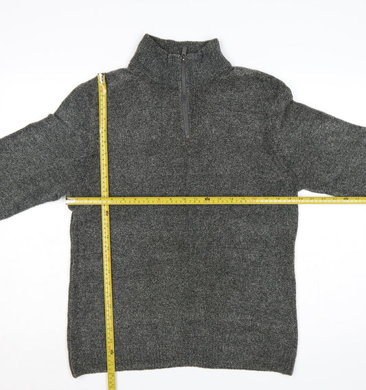 Next Men’s Grey M Half Zip High Neck Knit Pullover Jumper