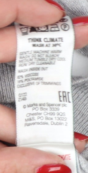 Marks and Spencer Women Grey Star Knit Cardigan UK 14 Button Long Sleeve