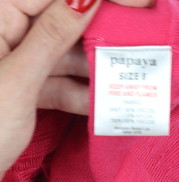 Papaya Women’s Pink Size 8 Open Ruffle Short Sleeve Cardigan