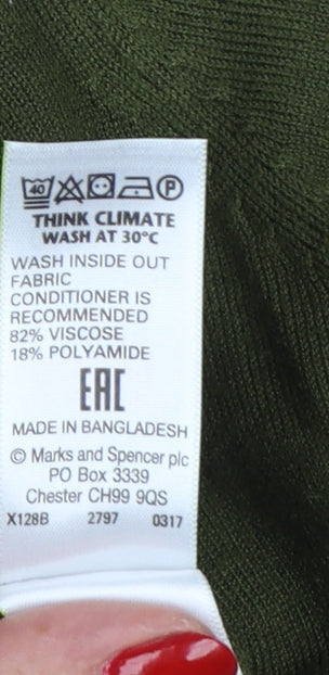 Marks & Spencer Women’s Green UK 12 Round Neck Button Cardigan