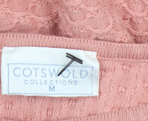 Cotswold Collections Women Pink M Cotton Textured Knit Jumper