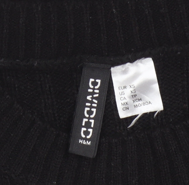 H&M Divided Women’s Black XS Ribbed Knit Cropped Pullover Jumper