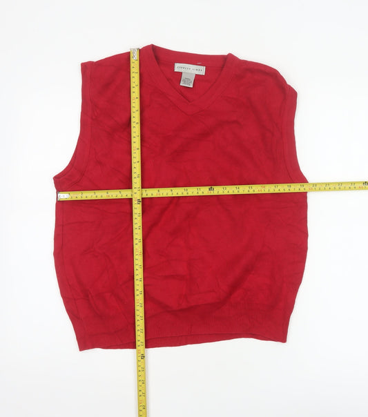 Cypress Links Men's Red Small Cotton V-Neck Knit Sweater Vest Classic