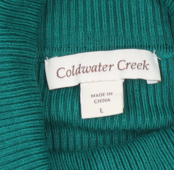 Coldwater Creek Women’s Green UK 14 Ribbed Roll Neck Pullover Jumper