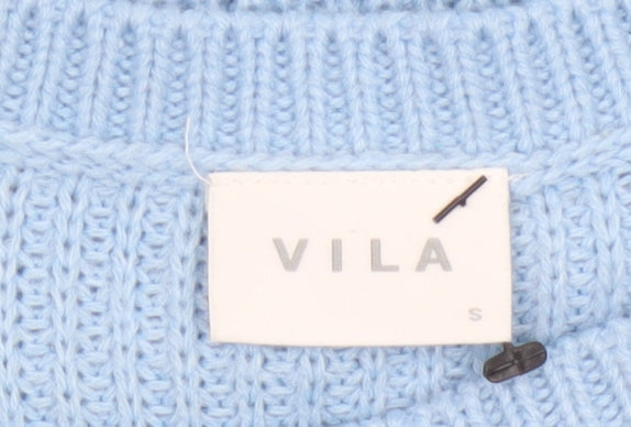 VILA Women’s Blue Size S Crew Neck Raglan Knit Pullover Jumper