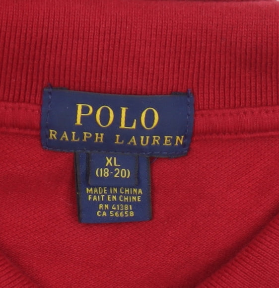 Polo Womens Ralph Lauren Red XL Classic Cotton Logo Polo Shirt