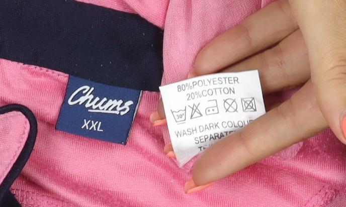 Chums Men's Pink 2XL Retro Contrast Trim Short Sleeve Polo Shirt