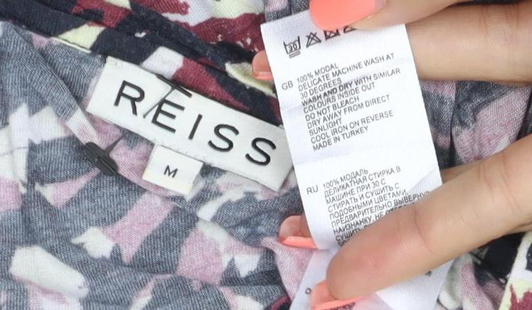 Reiss Women Multicoloured M Modal Abstract Print Long Sleeve Blouse Top