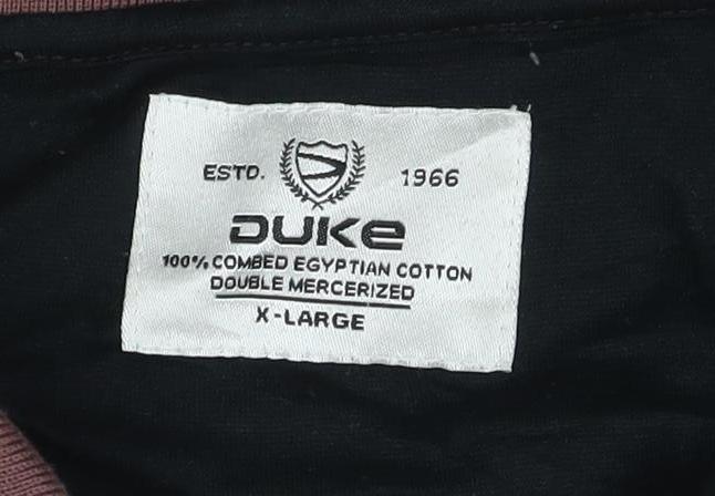 Duke Mens Brown Striped Cotton Polo Shirt XL Short Sleeve