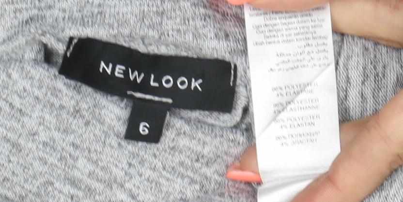 New Look Women Grey Size 6 Basic Stretch Jersey T-Shirt
