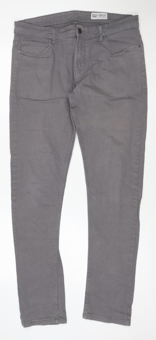 Denim Co. Men's Grey W36 L34 Skinny Stretch Cotton Jeans