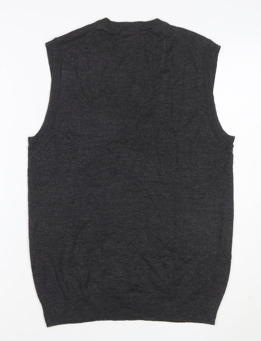 Club Room Men’s Grey Wool Blend V-Neck Knit Vest Size S Classic