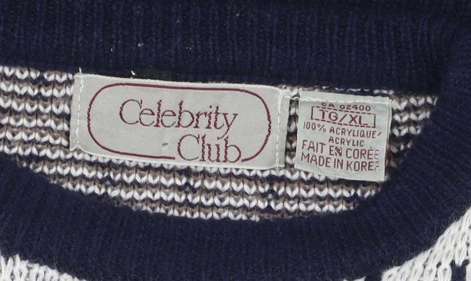 Celebrity Club Men’s Navy XL Argyle Knit Sleeveless Jumper Vest