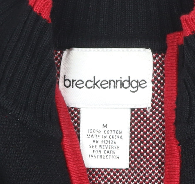 Breckenridge Women’s Black M Full Zip Snowflake Christmas Cardigan
