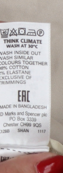 Marks and Spencer Women Beige UK 14 Short Straight Trousers