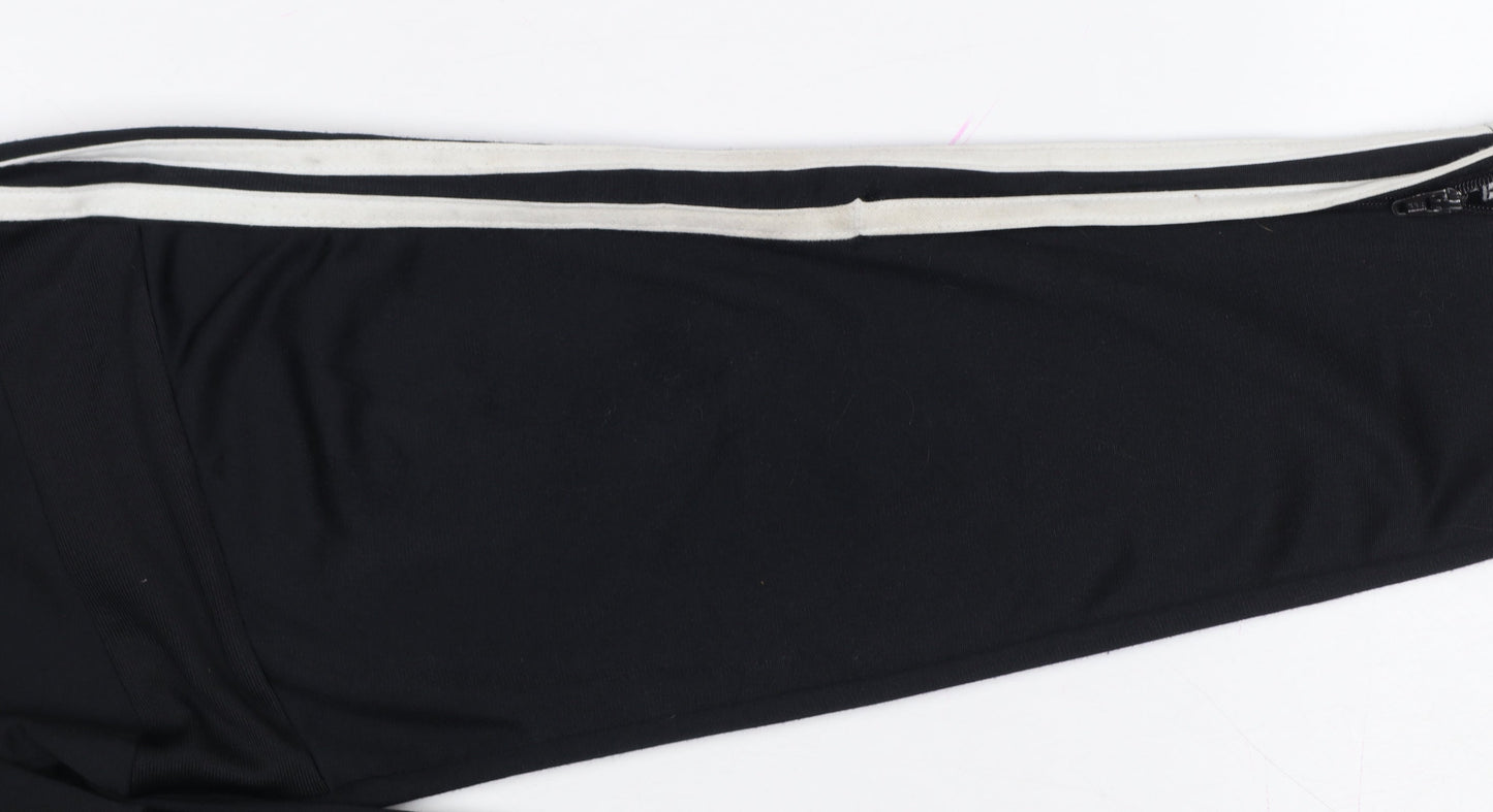 adidas Boys Black 7 Years Jogger Track Trousers White Stripes Zip Hem