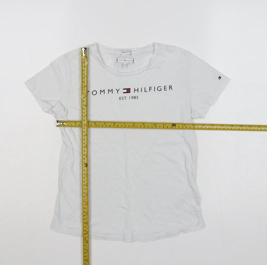 Tommy Hilfiger Girls White 11-12 Years Basic Logo Organic Cotton T-Shirt