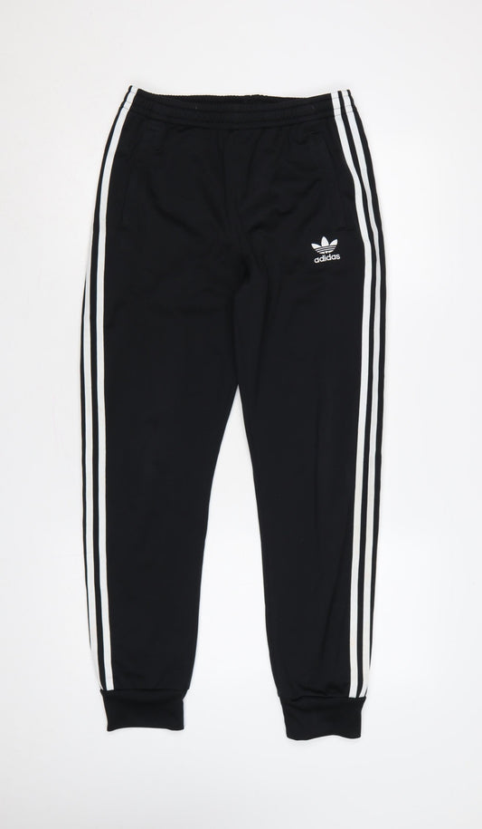 adidas Boys Black 13-14 Years Jogger Track Trousers 3 Stripe