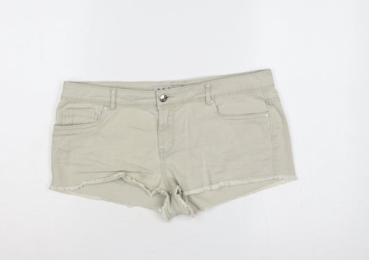 Additional front view of Denim Co Women’s Beige UK 14 Cut-Off Denim Shorts Raw Hem