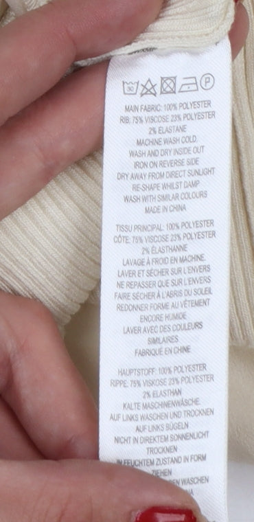 French Connection Women Ivory XS Puff Sleeve High Neck Blouse