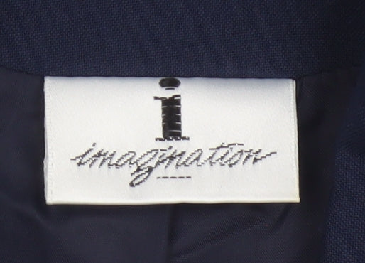 I. Magnin Women’s Navy Blue UK 14 Vintage 3 Button Long Blazer