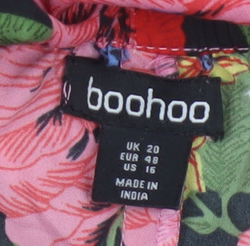Boohoo Women Multicoloured Floral Off Shoulder Playsuit UK 20 Polyester