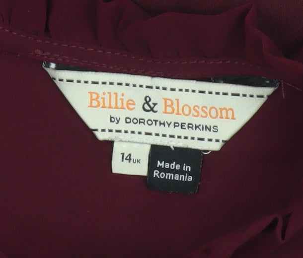 Billie & Blossom Women Red UK 14 Fit & Flare Ruffle Knee Dress