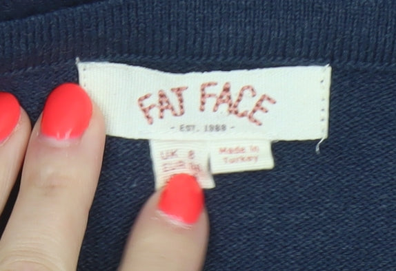 Fat Face Women’s Blue L Knit Jumper Shift Dress 3/4 Sleeve