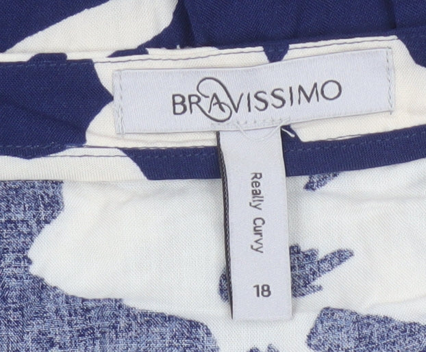 Bravissimo Women Blue Floral Wrap Knee Dress UK 18 Viscose