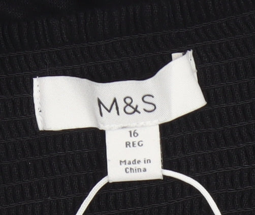 Marks and Spencer Women Black Size 16 Linen Strapless A-Line Mini Dress