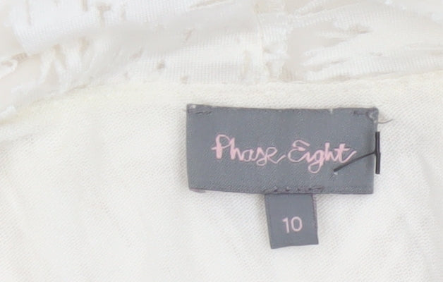 Phase Eight Women Ivory UK 10 3/4 Sleeve Leaf Devore Lined Blouse