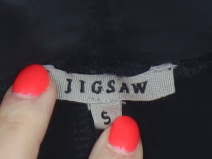 Jigsaw Women’s Black Size S Ruffle Open Front Long Sleeve Viscose Blouse