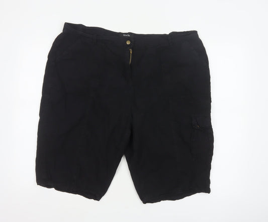 labelBe Women’s Black UK 22 Cotton Cargo Shorts Pockets