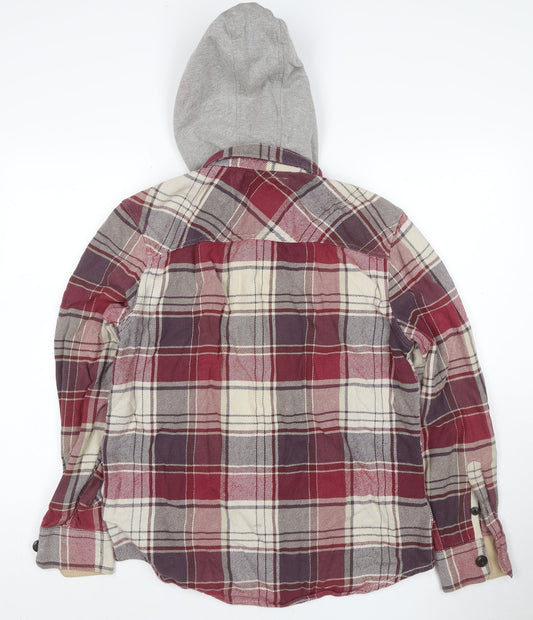Drift King Men’s Red Plaid Hooded Cotton Jacket Size L