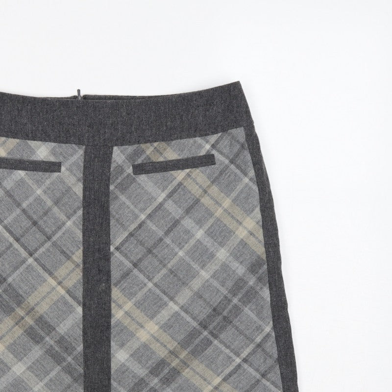 Autograph Women’s Grey Plaid Straight Pencil Skirt UK 12 Short