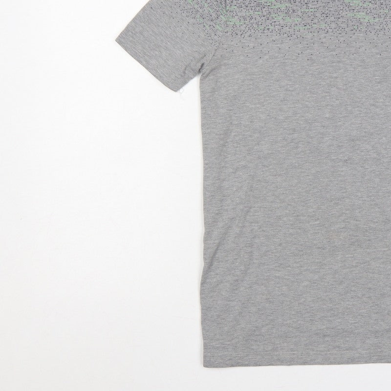 Additional view of Hugo Boss Men’s Grey Green Logo Graphic Crew Neck T-Shirt, size S