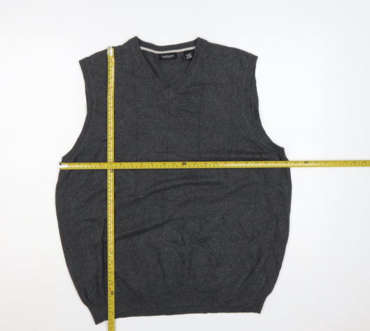 Van Heusen Men’s Grey L Cotton V-Neck Knitted Sleeveless Jumper Vest