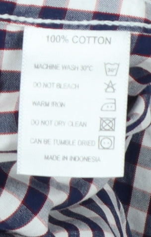 Barbour Men’s Blue Check Cotton Long Sleeve Button-Up Shirt Size L