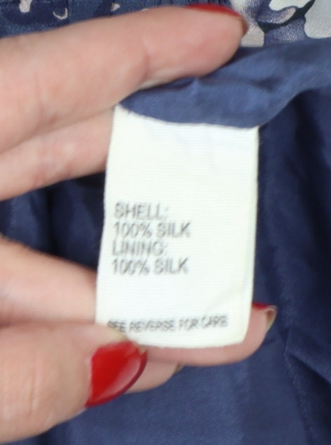 Jigsaw Women’s Blue Silk Patchwork Shift Dress Size 12 Knee Length