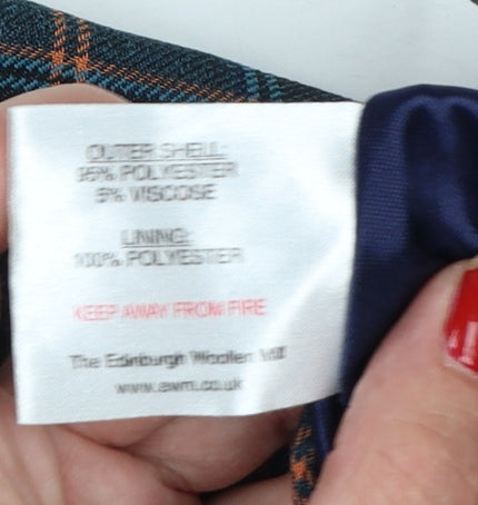 Honor Millburn Women Blue Plaid UK 20 Midi A-Line Ruffle Skirt