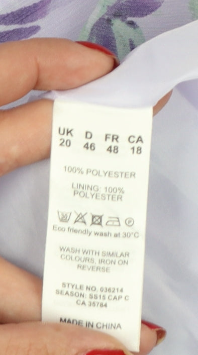 Eastex Women’s Purple Floral A-Line Knee Length Skirt UK 20 Lined