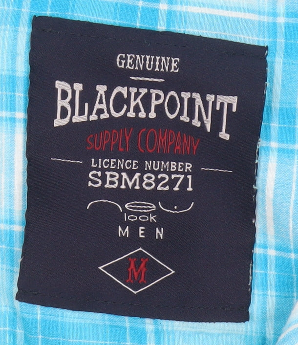 Blackpoint Men’s Blue Check Cotton Short Sleeve Button-Up Shirt M