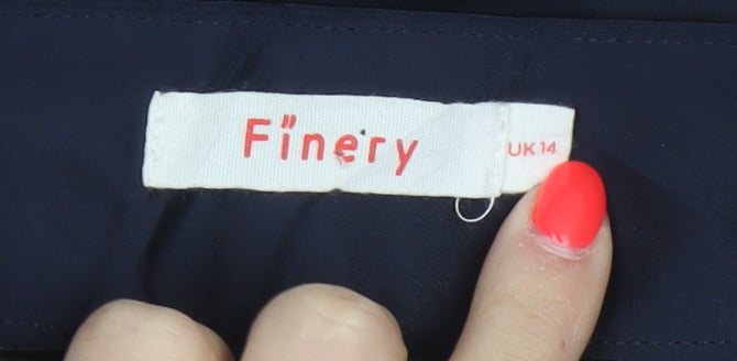 Finery Women Blue UK 14 High Rise Cropped Wide Leg Trousers