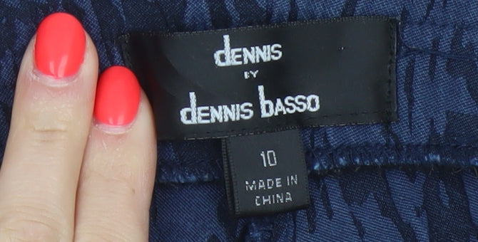 Dennis by Dennis Basso Women’s Blue Animal Print Pull-On Trousers UK 10