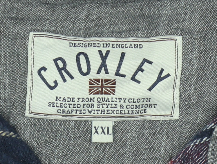 Croxley Men’s Blue Red Plaid Flannel Button-Up Shirt 2XL