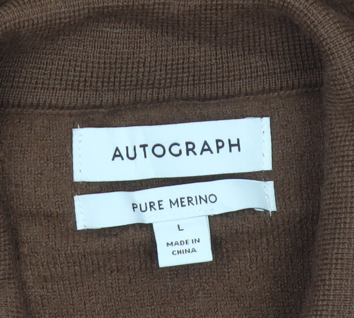 Marks and Spencer Autograph Unisex Brown L Merino Wool Cardigan