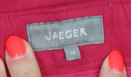 Jaeger Women’s Red Cotton Stretch Tapered Trousers UK 16