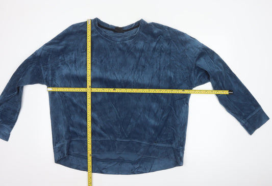 DKNY Women’s Blue XL Velour Long Sleeve Basic Sweatshirt Top